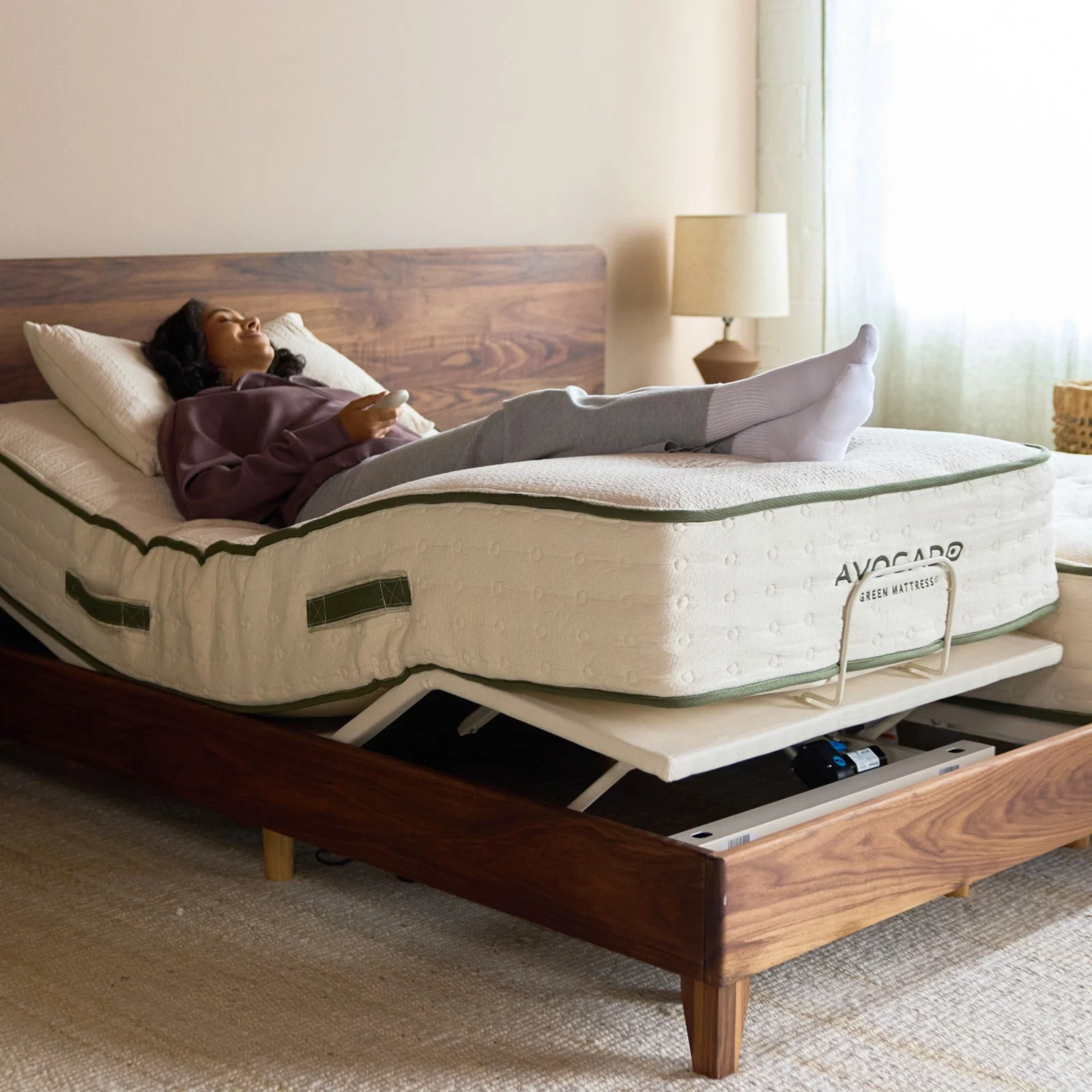 Avocado Adjustable Base elevating a mattress